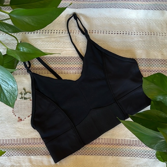 Nike Women’s DRI-FIT Unpadded V-Neck Adjustable Straps Black Sports Bra - Picture 4 of 8